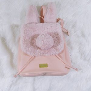 Betsey Johnson pink fuzzy bunny backpack